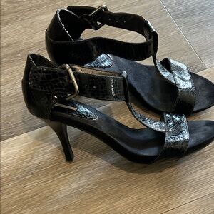 Max Studio Black Snakeskin Heels